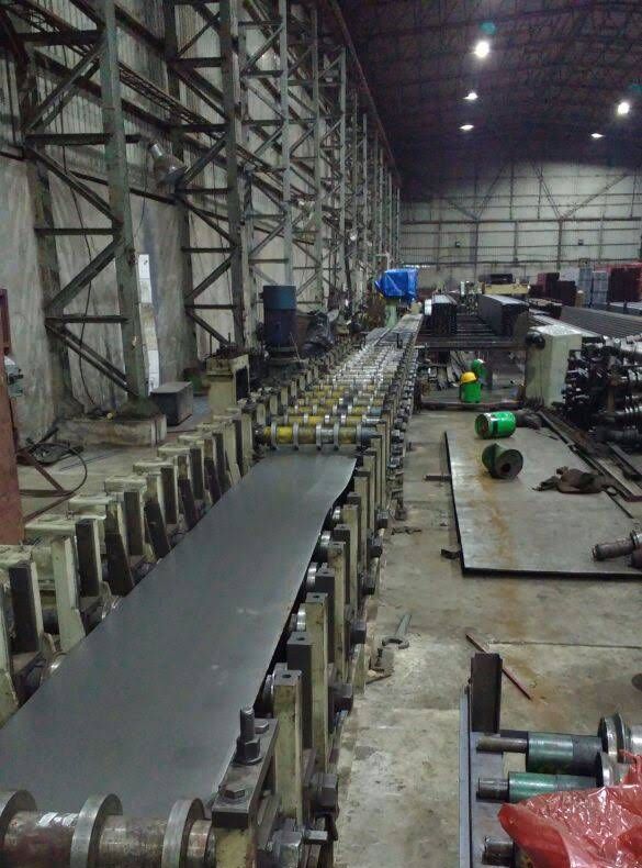 Strip entering the roll forming line at the collecting electrode plant