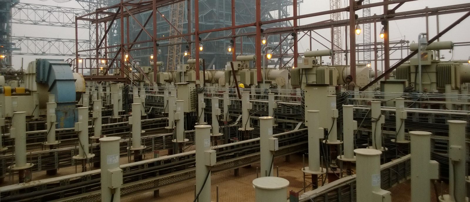 Rapper and TR set array on an ESP roof with the plant structure beyond